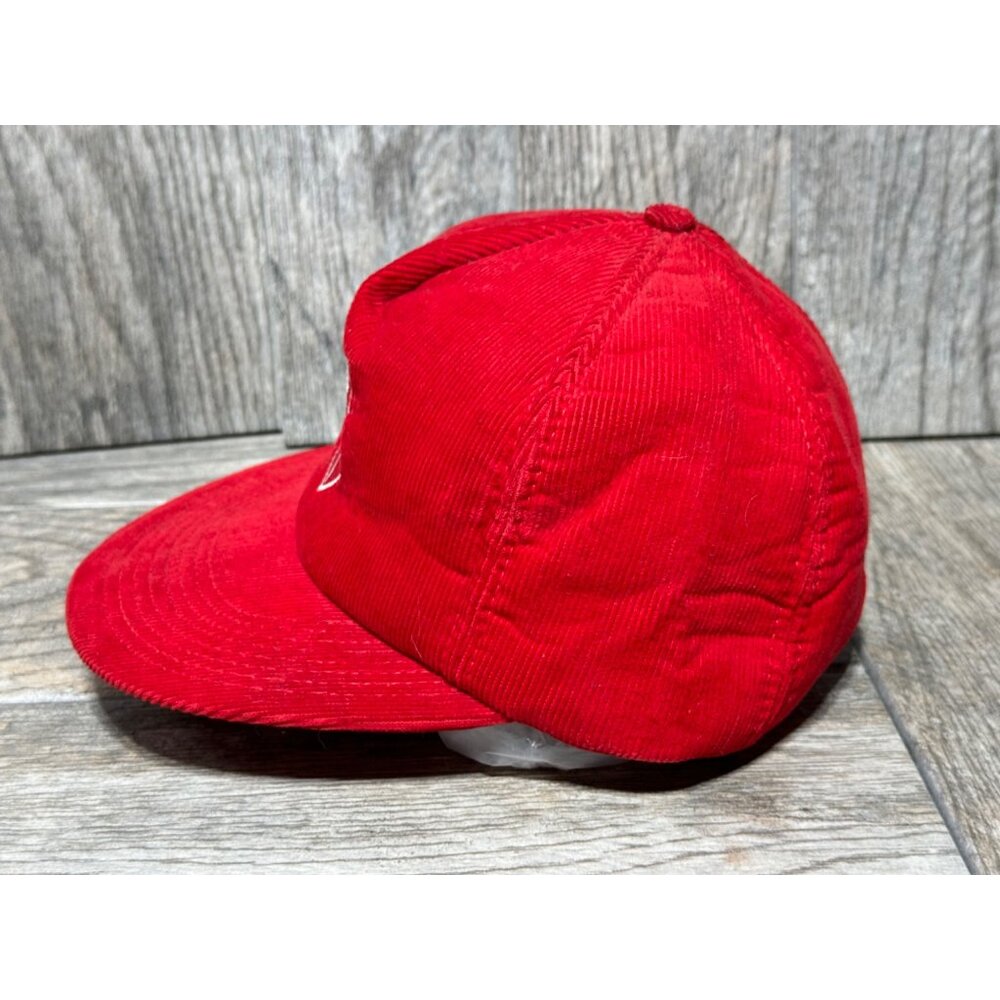 Vintage BRCF Embroidered Corduroy Snapback Trucker Hat Made in USA Red - Picture 4 of 9